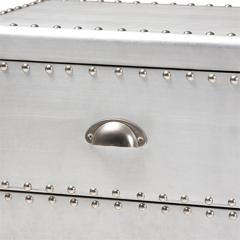 Baxton Studio Davet Silver Metal 2-Drawer End Table