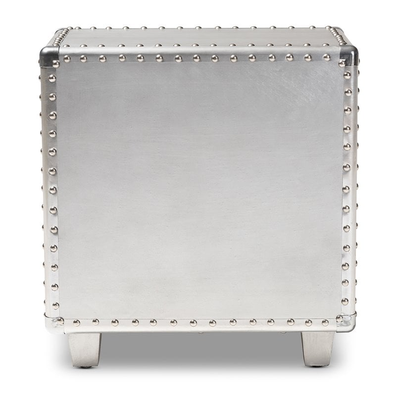 Baxton Studio Davet Silver Metal 2-Drawer End Table