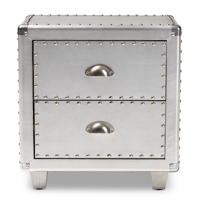 Baxton Studio Davet Silver Metal 2-Drawer End Table