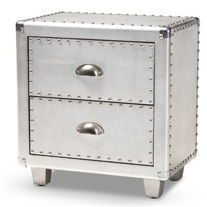 Baxton Studio Davet Silver Metal 2-Drawer End Table