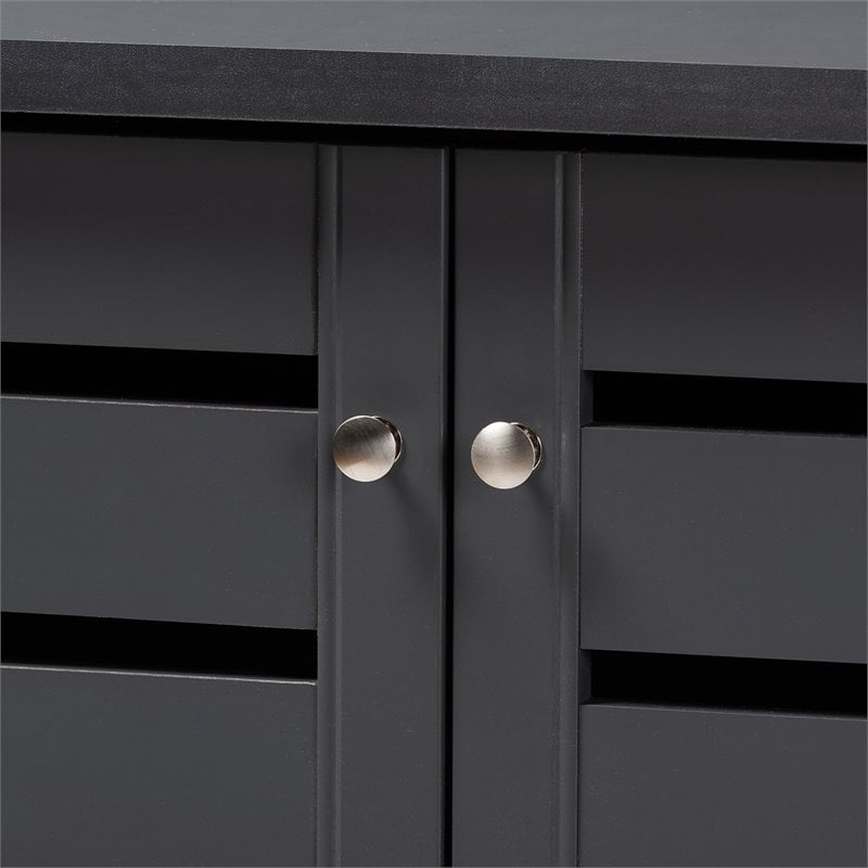 Baxton Studio Adalwin 2-Door Wood Entryway Shoe Cabinet in Dark Gray