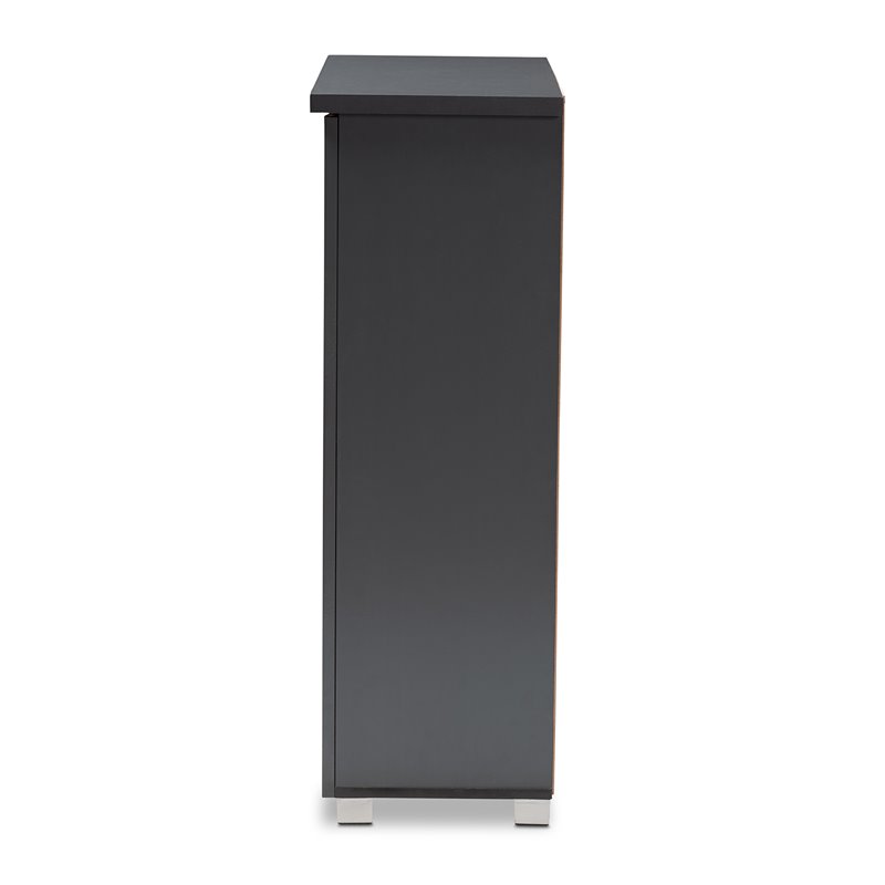 Baxton Studio Adalwin 2-Door Wood Entryway Shoe Cabinet in Dark Gray