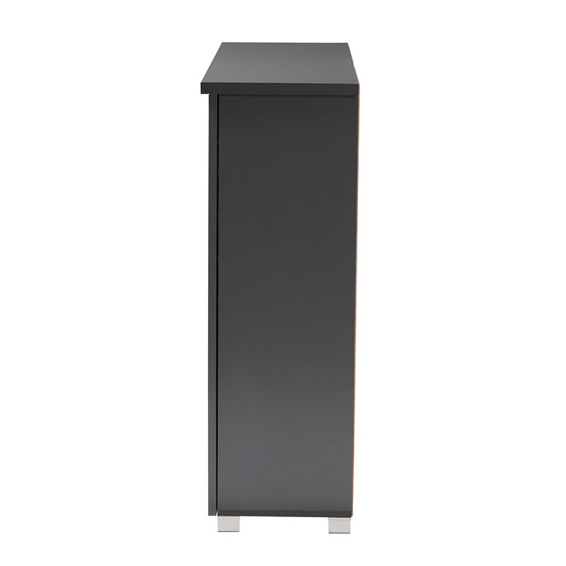 Baxton Studio Adalwin 3-Door Wood Entryway Shoe Cabinet in Dark Gray