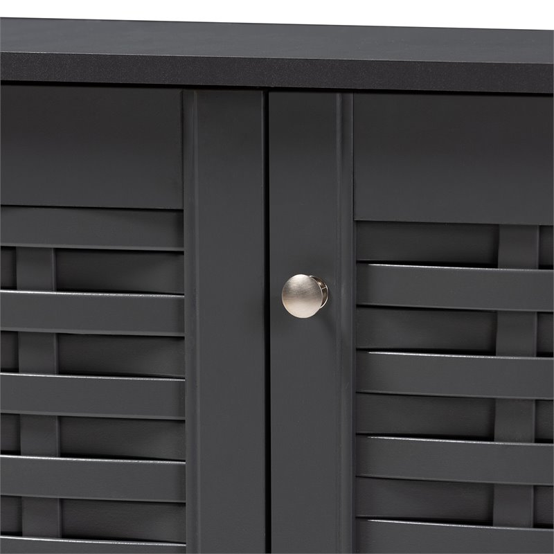 Baxton Studio Winda 4-Door Entryway Shoe Storage Cabinet in Dark Gray