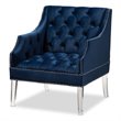 Baxton Studio Silvana Velvet Fabric Accent Chair in Navy Blue