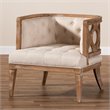 Baxton Studio Esme Linen Upholstered Wood Accent Chair in Beige White Washed