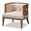 Baxton Studio Esme Linen Upholstered Wood Accent Chair in Beige White Washed