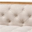 Baxton Studio Agnes Tufted Linen Fabric and White-Washed Oak Wood Sofa in Beige
