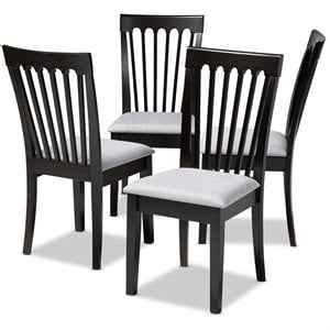 Baxton Studio Minette Fabric and Wood Dining Chairs in Gray & Espresso Set of 4