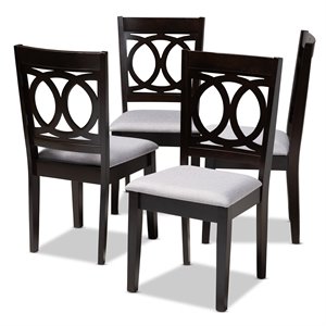 Baxton Studio Lenoir Fabric and Wood Dining Chairs in Gray and Brown (Set of 4)