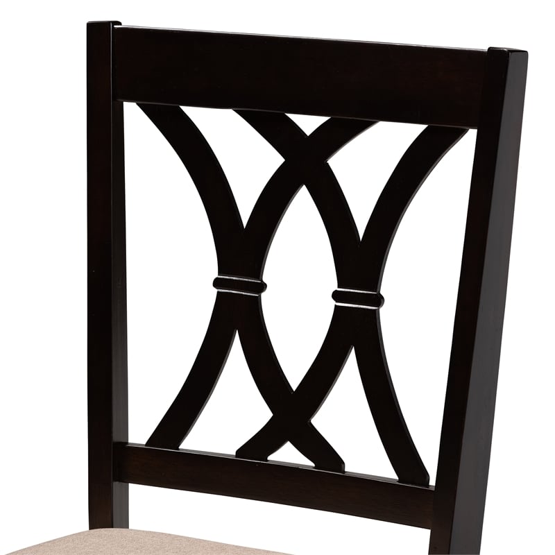 Baxton Studio Reneau Fabric and Wood Dining Chairs in Sand and Brown (Set of 4)