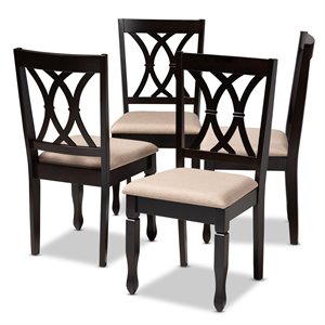 Baxton Studio Reneau Fabric and Wood Dining Chairs in Sand and Brown (Set of 4)