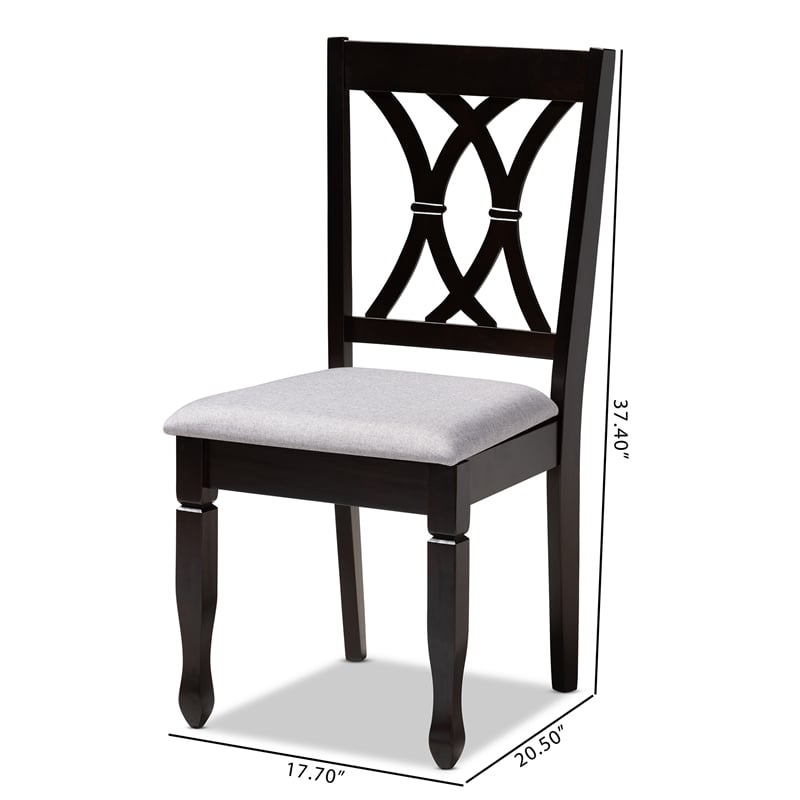 Baxton Studio Reneau Fabric and Wood Dining Chairs in Gray and Brown (Set of 4)
