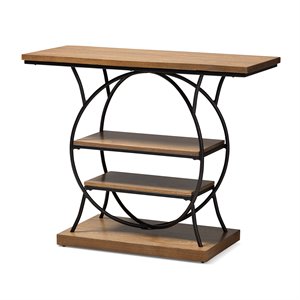 baxton studio lavelle wood and bronze metal console table in walnut brown