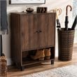 Baxton Studio Rossin Walnut Brown Finished 2-Door Wood Shoe Cabinet
