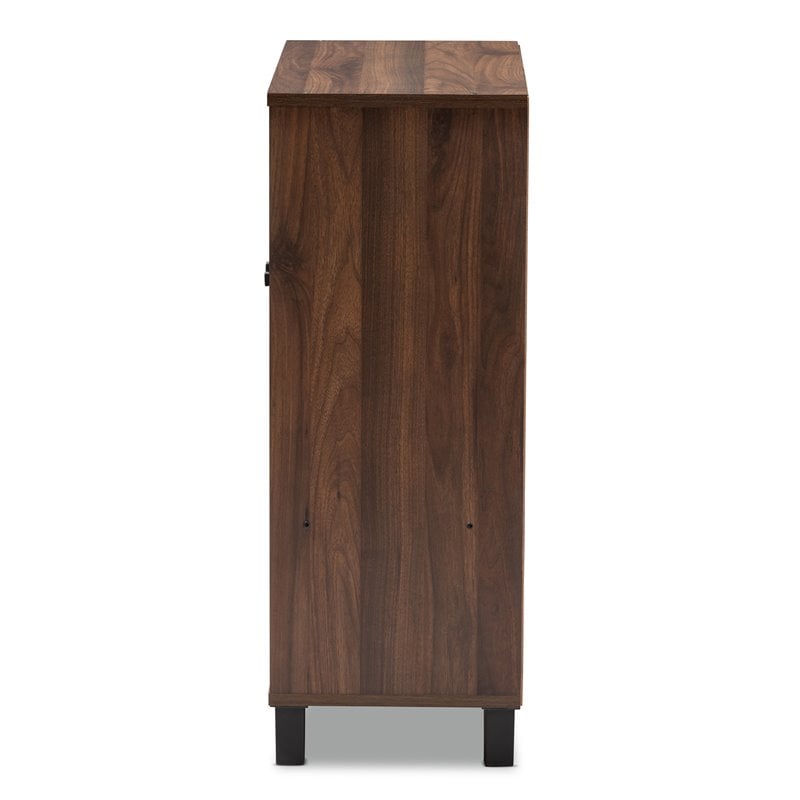 Baxton Studio Rossin Walnut Brown Finished 2-Door Wood Shoe Cabinet
