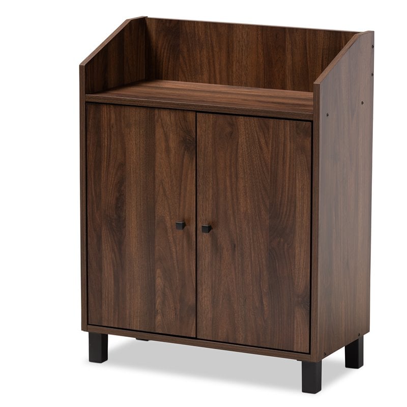 Baxton Studio Rossin Walnut Brown Finished 2-Door Wood Shoe Cabinet