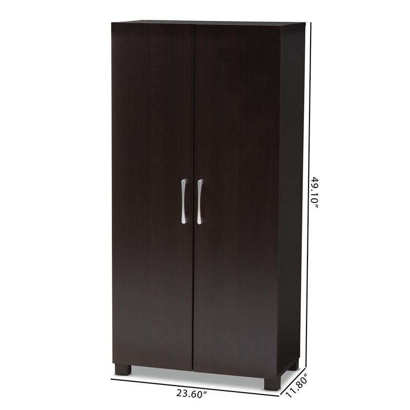 Baxton Studio Marine 2-Door Wood Shoe Cabinet in Wenge Brown