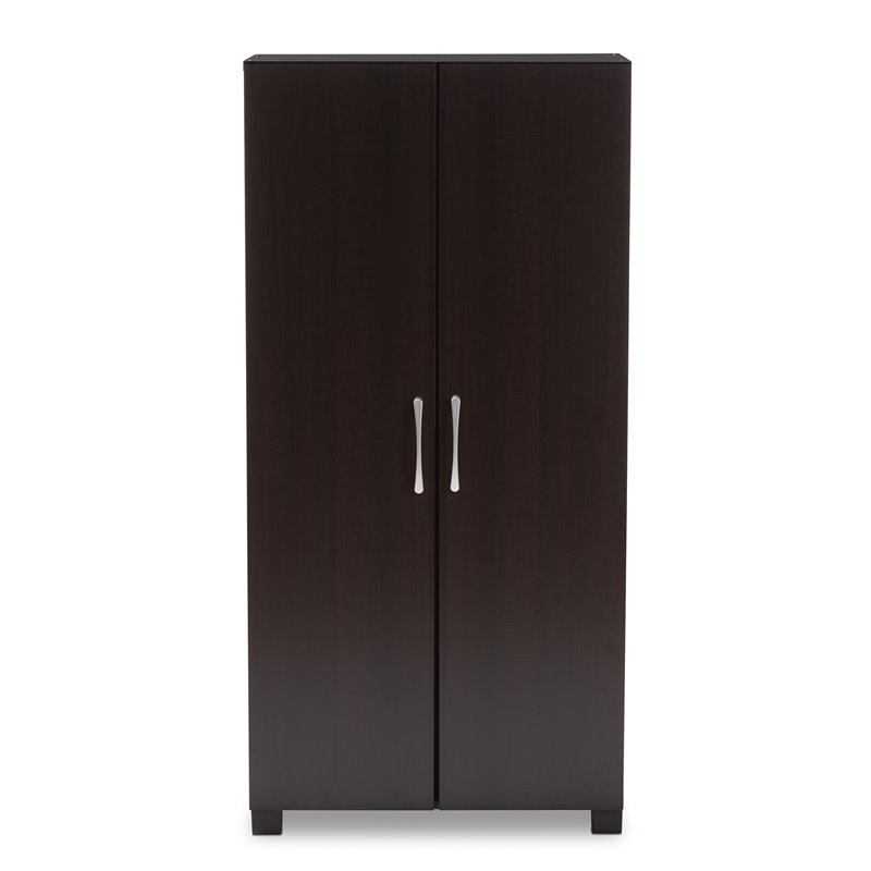 Baxton Studio Marine 2-Door Wood Shoe Cabinet in Wenge Brown