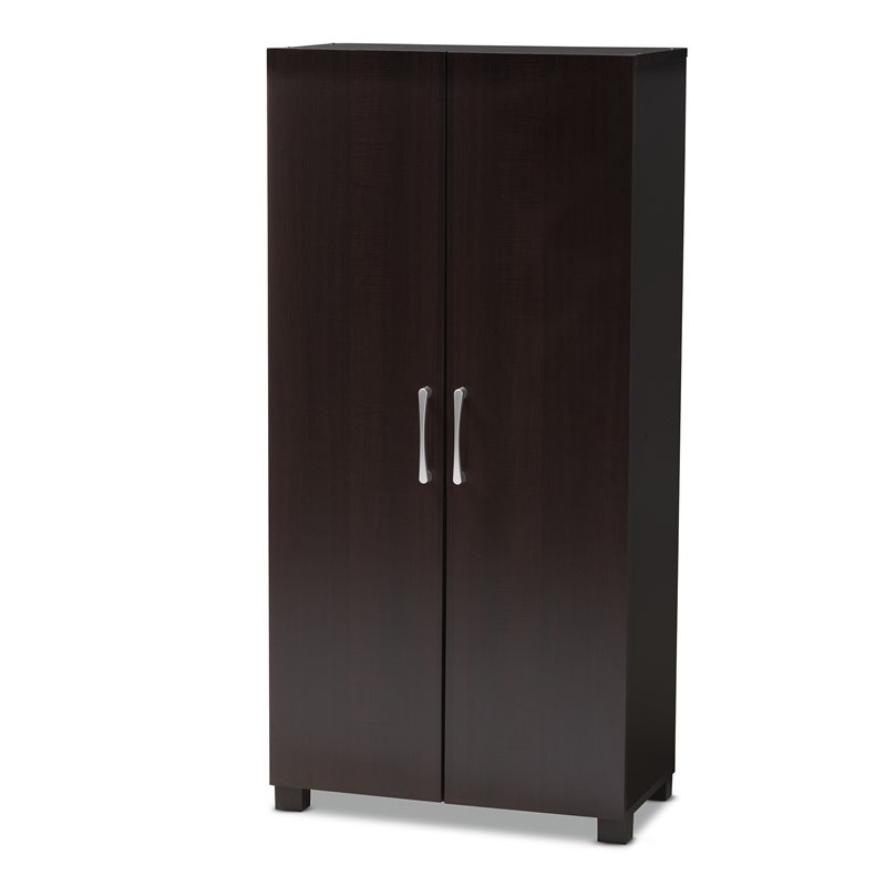 Baxton Studio Marine 2-Door Wood Shoe Cabinet in Wenge Brown