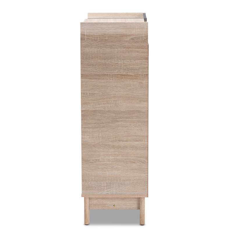 Baxton Studio Fella Two-Tone Oak Brown and Dark Gray Shoe Cabinet