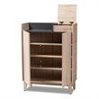 Baxton Studio Fella Two-Tone Oak Brown and Dark Gray Shoe Cabinet