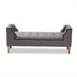 Baxton Studio Perret Tufted Linen Fabric and Wood Bench in Gray