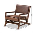 Baxton Studio Rovelyn Faux Leather Walnut Wood Accent Chair in Brown