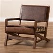 Baxton Studio Rovelyn Faux Leather Walnut Wood Accent Chair in Brown
