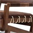 Baxton Studio Rovelyn Faux Leather Walnut Wood Accent Chair in Brown
