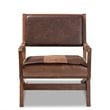 Baxton Studio Rovelyn Faux Leather Walnut Wood Accent Chair in Brown