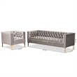 Baxton Studio Zanetta Gray Velvet  2-Piece Sofa and Lounge Chair Set