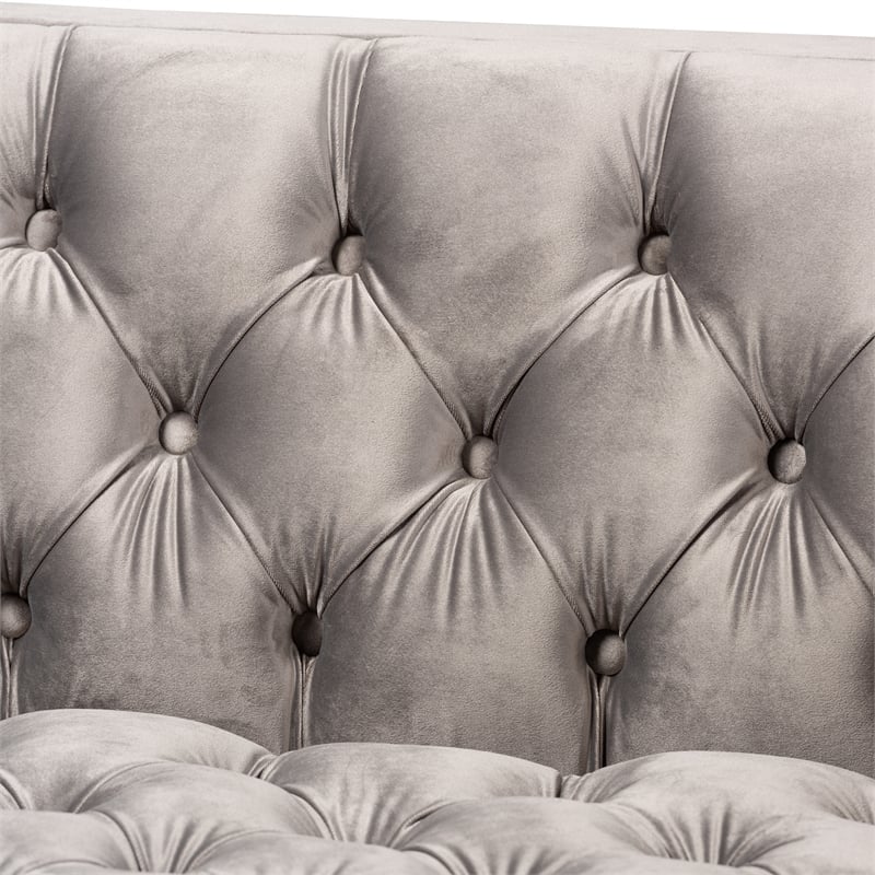 Baxton Studio Zanetta Gray Velvet  2-Piece Sofa and Lounge Chair Set