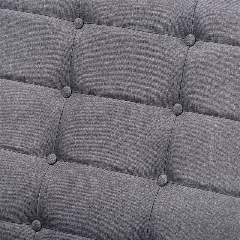 Baxton Studio Larsen Tufted Fabric and Wood Loveseat in Gray and Walnut Brown