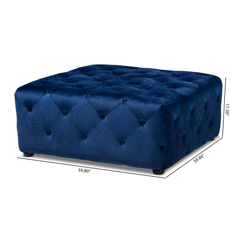 Baxton Studio Calvetti Modern Tufted Velvet Coffee Table Ottoman in