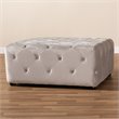 Baxton Studio Calvetti Modern Tufted Velvet Coffee Table Ottoman in Slate Gray