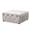 Baxton Studio Calvetti Modern Tufted Velvet Coffee Table Ottoman in Slate Gray