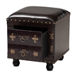 Baxton Studio Charlier Faux Leather and Wood Ottoman with Storage in Dark Brown