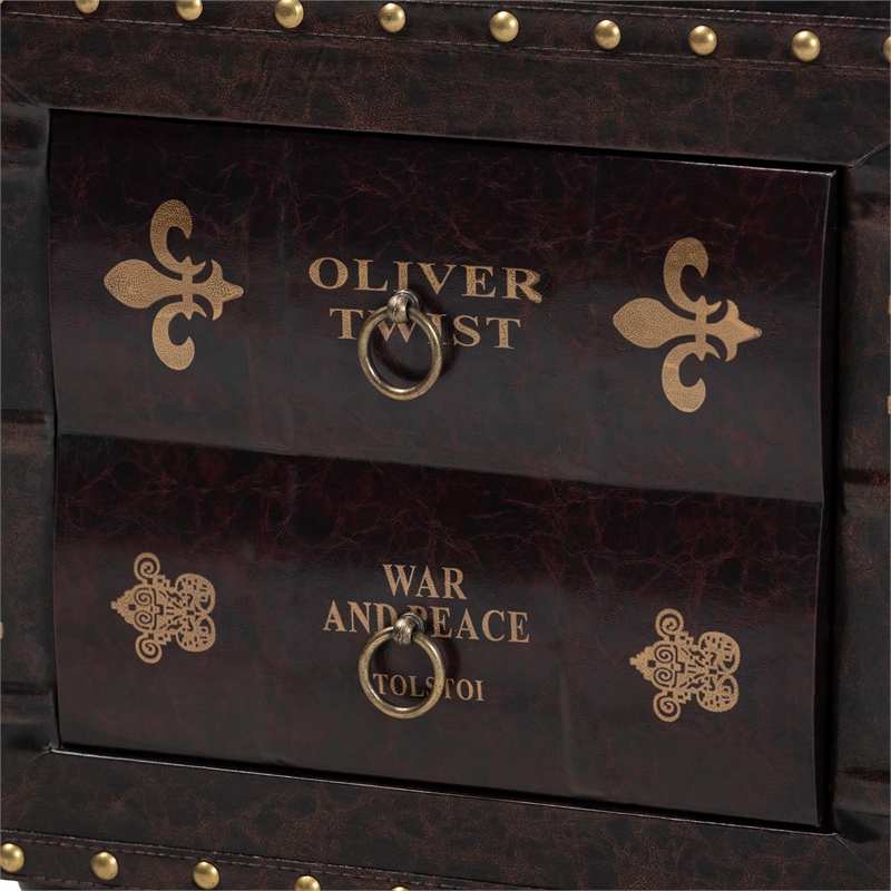 Baxton Studio Charlier Faux Leather and Wood Ottoman with Storage in Dark Brown