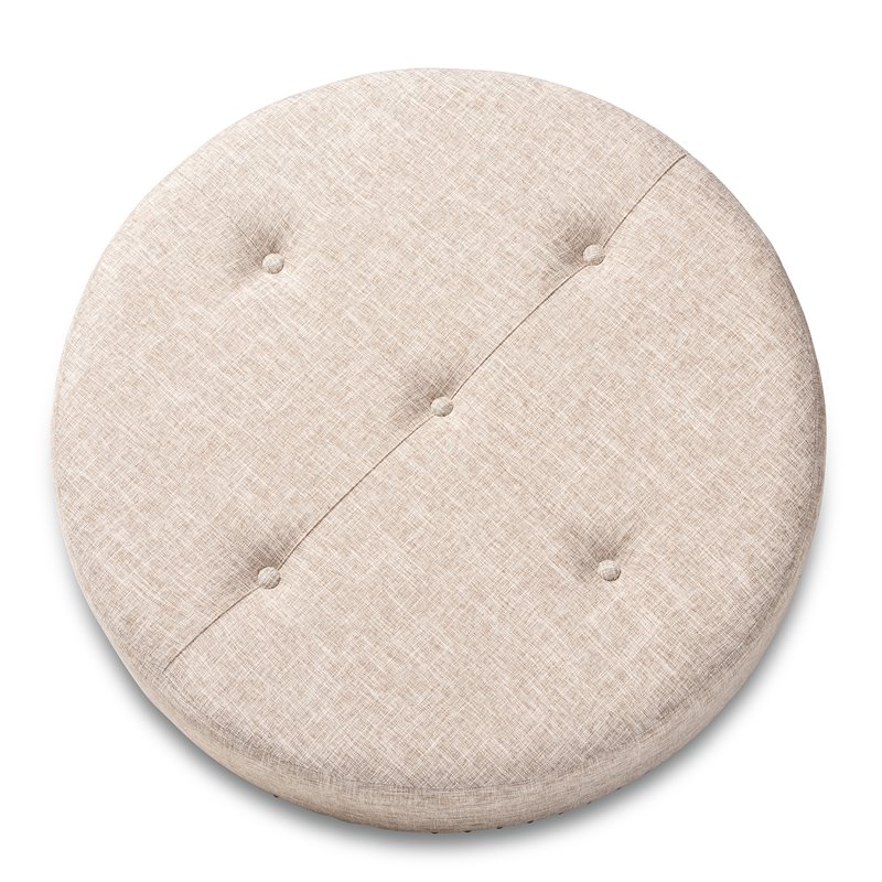 Baxton Studio Vinet Tufted Fabric and Wood Coffee Table Ottoman in Beige