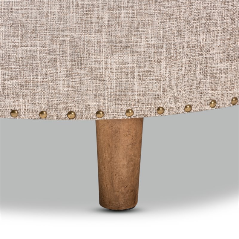 Baxton Studio Vinet Tufted Fabric and Wood Coffee Table Ottoman in Beige