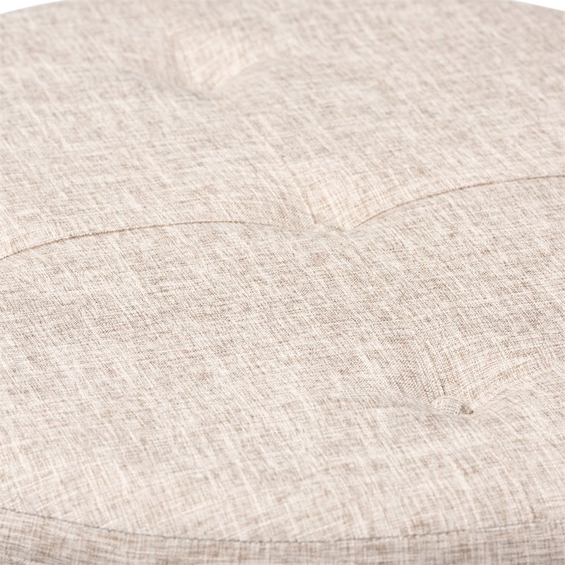 Baxton Studio Vinet Tufted Fabric and Wood Coffee Table Ottoman in Beige