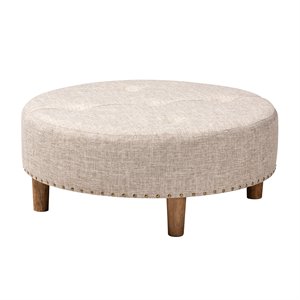 baxton studio vinet tufted fabric and wood coffee table ottoman in beige