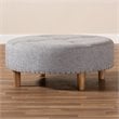 Baxton Studio Vinet Tufted Fabric and Wood Coffee Table Ottoman in Light Gray