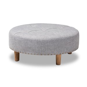 baxton studio vinet tufted fabric and wood coffee table ottoman in light gray
