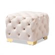 Baxton Studio Avara Modern Tufted Velvet Ottoman in Light Beige and Gold