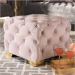 Baxton Studio Avara Modern Tufted Velvet Ottoman in Light Pink and Gold