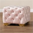 Baxton Studio Avara Modern Tufted Velvet Ottoman in Light Pink and Gold