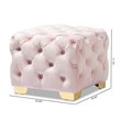 Baxton Studio Avara Modern Tufted Velvet Ottoman in Light Pink and Gold