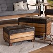 Baxton Studio Marelli Faux Leather and Wood Storage Ottoman in Brown Set of 2